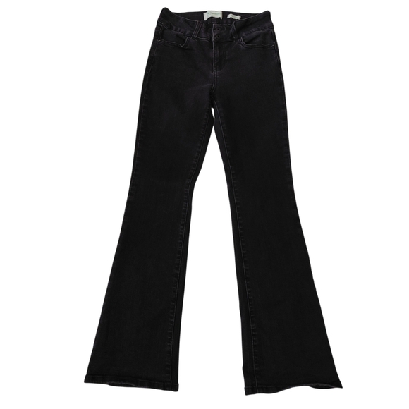 Black Flare Wide Leg Jeans High-Rise - Picture 1 of 7
